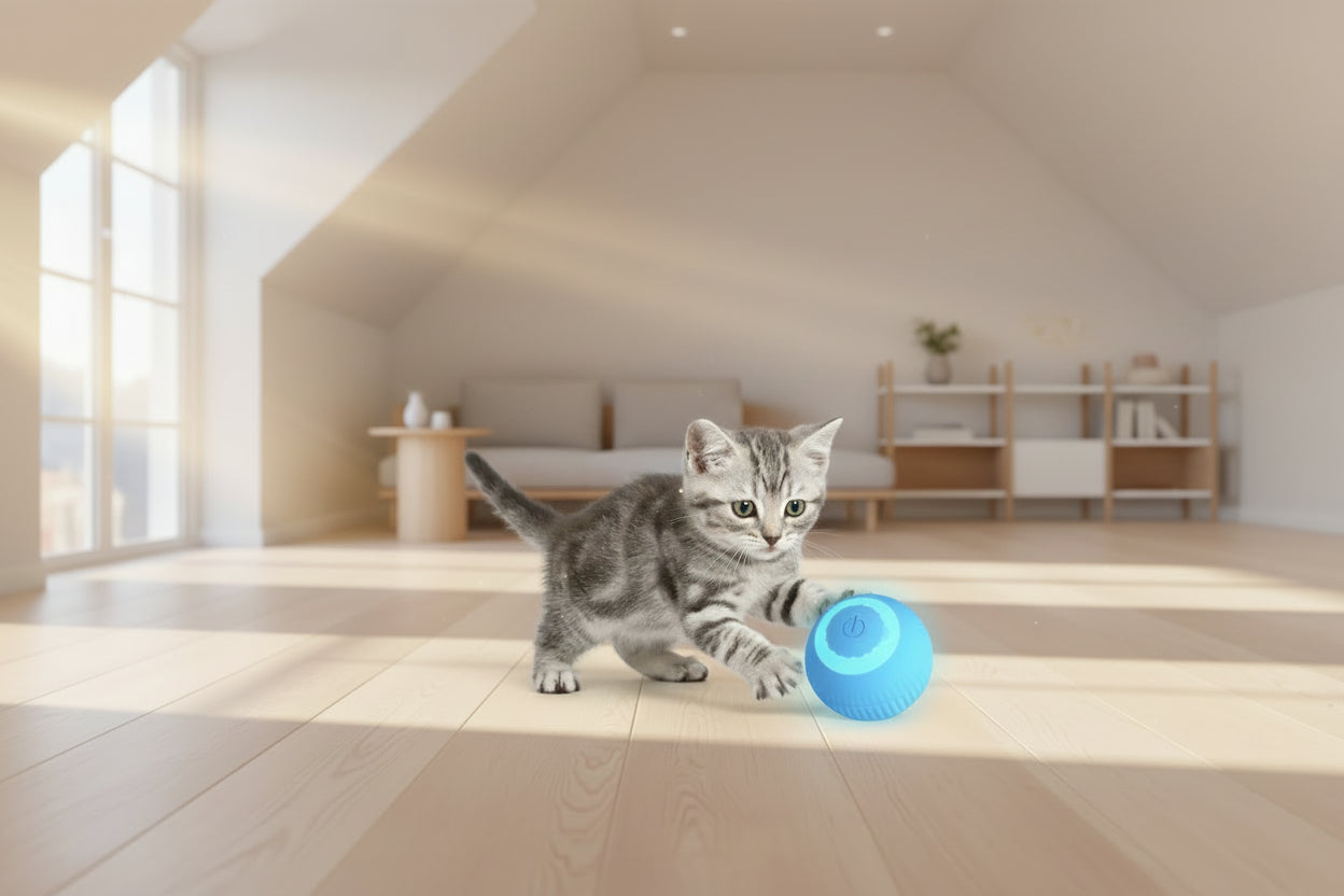 Bola de juguete interactivo para gatos azul